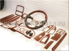 Toyota Land Cruiser Prado 120 (02-) руль, рукоятки рычагов переключения передач и накладки в салон под дерево, комплект 27 предметов