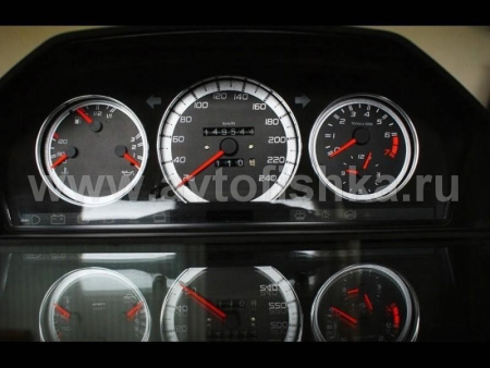 Mercedes W124 (84-95), W126 (80-92) светящиеся шкалы приборов - накладки на циферблаты панели приборов, дизайн № 1