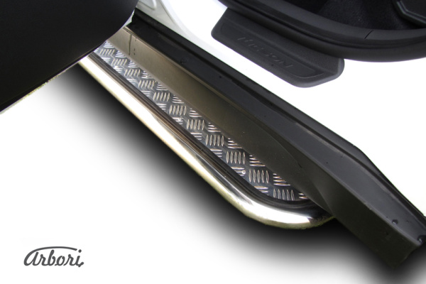 Защита штатных порогов Arbori d42 с листом усиленная HYUNDAI Tucson 4WD 2015-