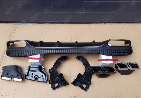 Mercedes-Benz GLS-Klasse X166 2015 - 2019 Диффузор заднего бампера 6.3 AMG черный с хромированными насадками