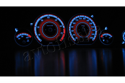 Audi A6 (C4) 94-97 светодиодные шкалы (циферблаты) на панель приборов - дизайн 2