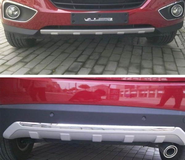 Hyundai ix35 (10–/14–) Комплект накладок переднего и заднего бамперов, пластиковые.