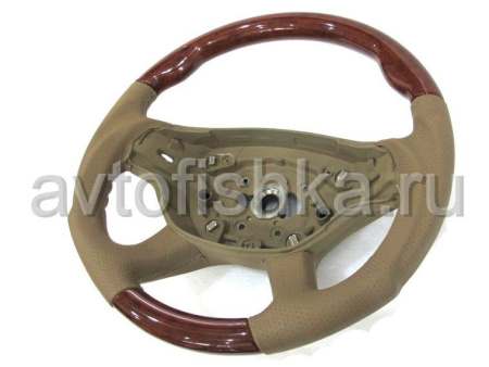 Mercedes W221, W216 (05-08) руль, дизайн AMG, бежевая кожа - светлое дерево орех