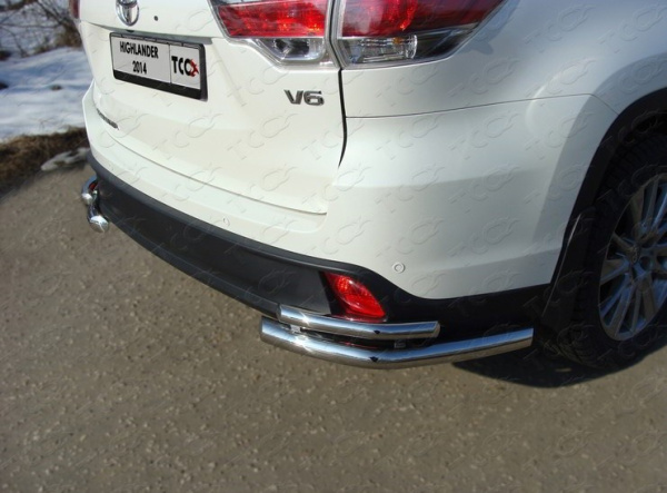 Toyota Highlander (14–) Защита задняя (уголки двойные) 60,3_42,4 мм