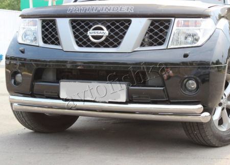 Nissan Pathfinder (05-) двойная защита переднего бампера, труба 76/63 мм