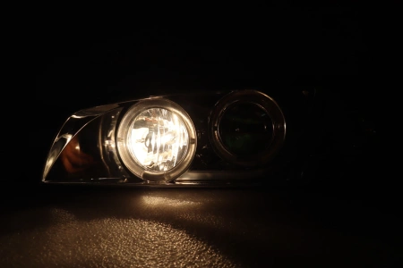 Subaru Impreza GC, GF (93-01) фары передние хромированные, со светящимися ободками и светодиодами, комплект 2 шт.