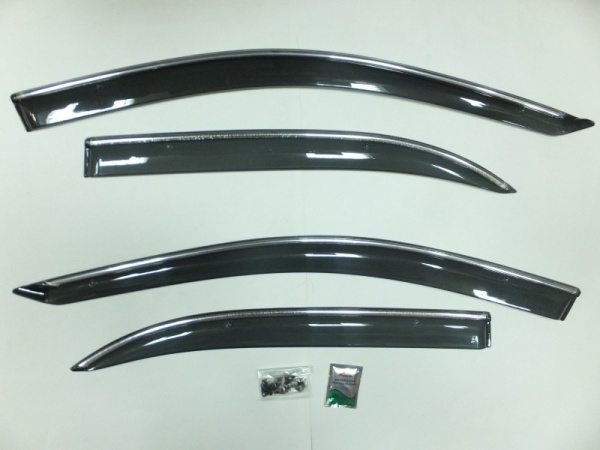 Toyota Corolla (02–07) Дефлекторы боковых окон с хромированным молдингом, OEM стиль, седан