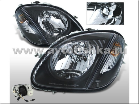 Mercedes SLK R170 (98-04) фары передние черные, с поворотниками, комплект 2 шт.