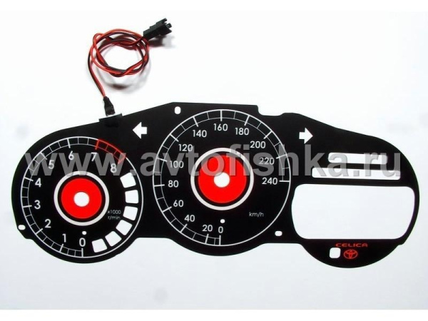Toyota Celica (00-05) светящиеся шкалы приборов - накладки на циферблаты панели приборов