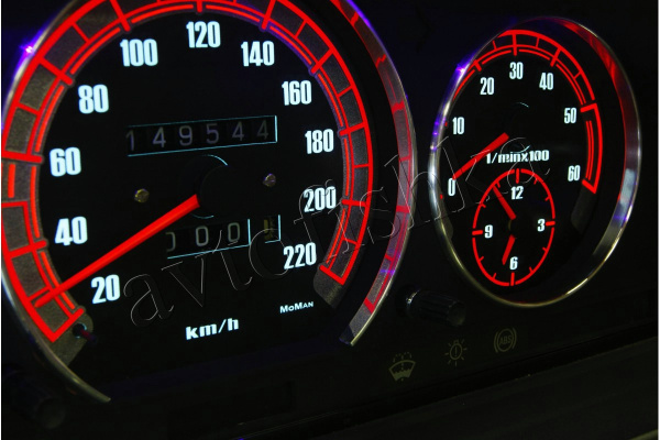 Mercedes 190 W201 светодиодные шкалы (циферблаты) на панель приборов - дизайн 4