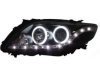 Toyota Corolla (2006-2010) фары передние линзовые черные со светящимися ободками с подсветкой DRL, комплект 2 шт.