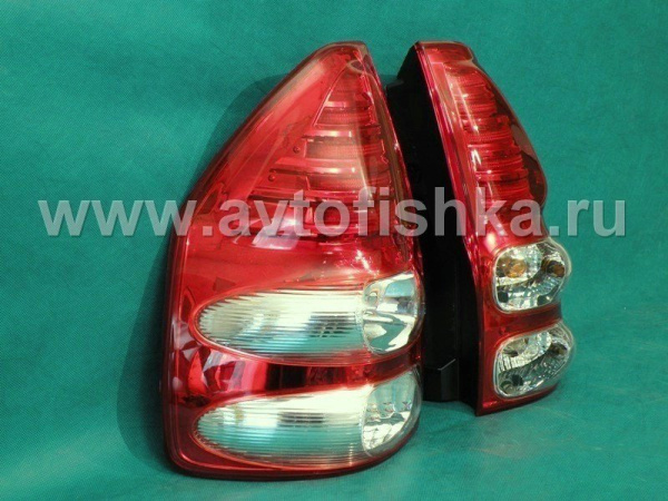 Toyota Land Cruiser Prado 120 (02-) фонари задние светодиодные красно-белые, дизайн Lexus, комплект 2 шт.