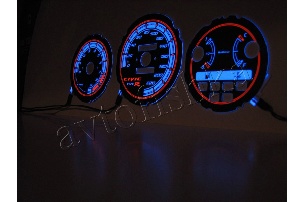 Honda Civic (92-95) светодиодные шкалы (циферблаты) на панель приборов - дизайн 6