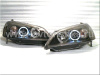 Honda Civic (01-03) 2, 4 дв. фары передние линзовые черные, со светящимися ободками, комплект 2 шт.