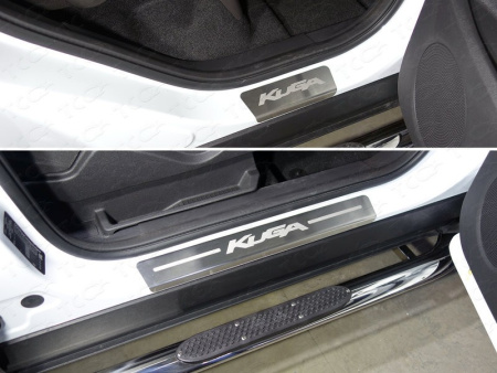 Ford Kuga (17–) Накладки на пороги (лист шлифованный надпись Kuga)