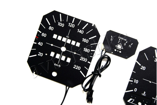 Volkswagen Golf mk1 светодиодные шкалы (циферблаты) на панель приборов - с экономайзером