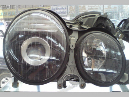 Mercedes E W210 (1999-2002) фары передние линзовые черные, комплект 2 шт.