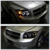 Dodge Caliber (06-12) фары передние линзовые черные, со светящимися ободками, комплект 2 шт.