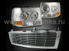 Chevrolet Tahoe, Suburban, Silverado (99-06) тюнинг комплект - фары передние хромированные, со светящимися ободками и решетка радиатора хромированная, установочный комплект