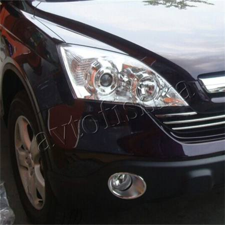 Honda CR-V (06-09) накладки хромированные на противотуманные фары, пластиковые, комплект 2 шт.