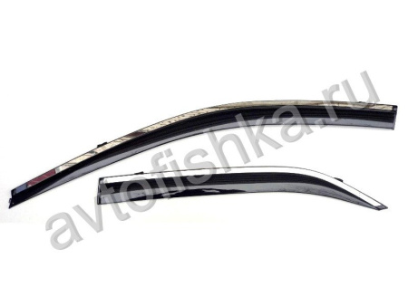 Toyota Camry V50 (2011-) дефлекторы окон с молдингом из нержавеющей стали, ветровики в стиле Оригинал, комплект 4 шт.