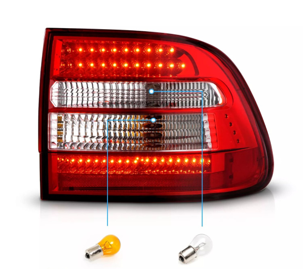 Porsche Cayenne (03-06) фонари задние светодиодные красно-хромированные, комплект 2 шт.