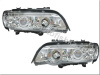 BMW X5 (98-03) фары передние линзовые хромированные, со светящимися ободками, с белыми поворотниками, комплект 2 шт.