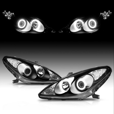 Lexus ES300-350 (01-06) фары передние линзовые черные, со светящимися ободками, комплект 2 шт.