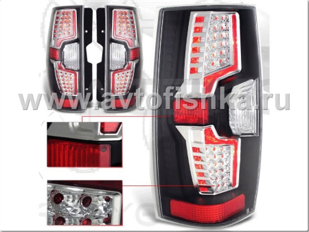 Chevrolet Tahoe, Suburban, GMC Yukon, Denali (07-) фонари задние черные, дизайн под светодиоды, комплект 2 шт.