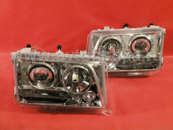 Mercedes E W124 (93-95) фары передние линзовые хромированные, комплект 2 шт.