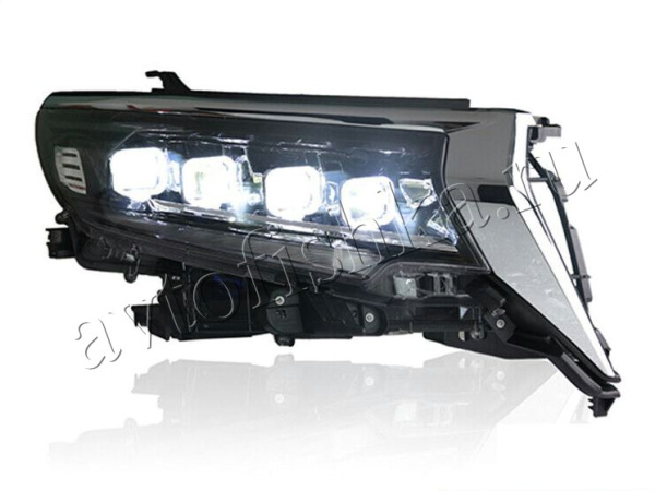Toyota Land Cruiser Prado 150 (17-) линзовые фары с "бегущим" поворотником, под штатный корректор и ДХО