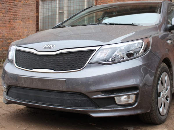 Kia Rio (15–) Защита радиатора, чёрная, низ, седан
