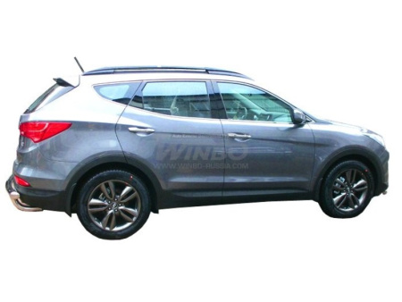 Hyundai Santa Fe (2012-) защита заднего бампера из нержавеющей стали, труба 60 мм