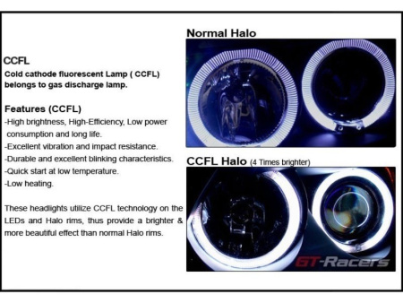 Ford Focus 2 ZX4 (05-07) USA фары передние линзовые черные со светящимися ободками CCFL, комплект 2 шт.