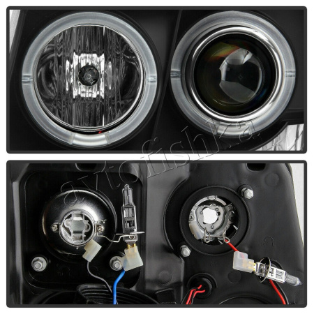 Chevrolet Tahoe (07-), Avalanche (07-) фары передние линзовые черные, со светящимися ободками и светодиодной подсветкой