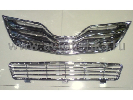 Toyota Camry V40 (2009-2011) решетка радиатора и переднего бампера хромированные, комплект 2 шт.