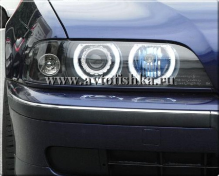 BMW 5 E39 (95-03) фары передние черные, со светящимися ободками, с мотором электрокорректора, комплект 2 шт.