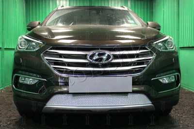 Hyundai Santa Fe (15–) Защита радиатора Premium, хром