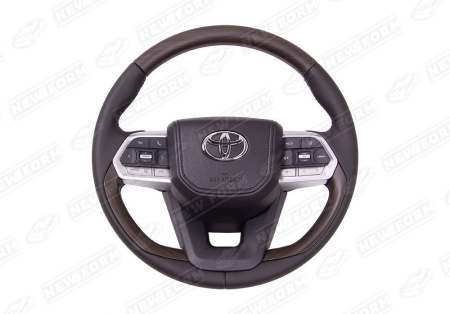 Toyota Land Cruiser LC 200 (1 рестайлинг) 2012 - 2015 Руль коричневое дерево с хромированными элементами