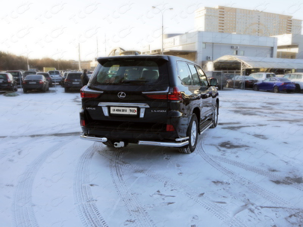 Lexus LX (15–) Защита задняя (уголки двойные) 76,1/42,4 мм (бензин/дизель)