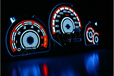 Ford Fiesta MK4 светодиодные шкалы (циферблаты) на панель приборов - дизайн 1