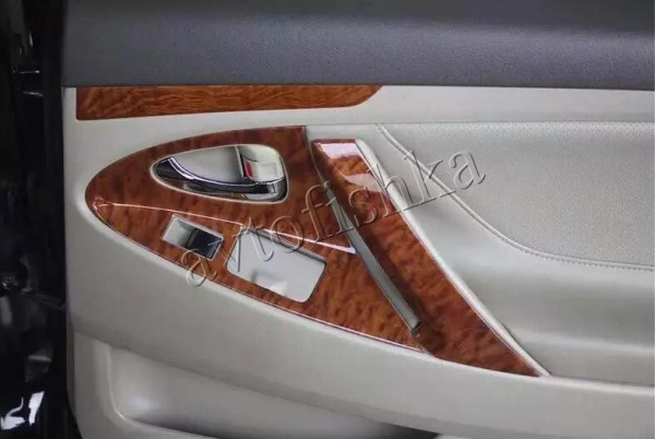 Toyota Camry V40 (06-11) комплект накладок под дерево на внутренние ручки дверей