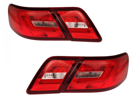 Toyota Camry V40 (2006-2011) задние светодиодные фонари красно-хромированные, комплект 2 шт.