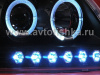 Ford F150, Expedition (96-03) фары передние линзовые черные, со светящимися ободками и светодиодной подсветкой, комплект 2 шт.