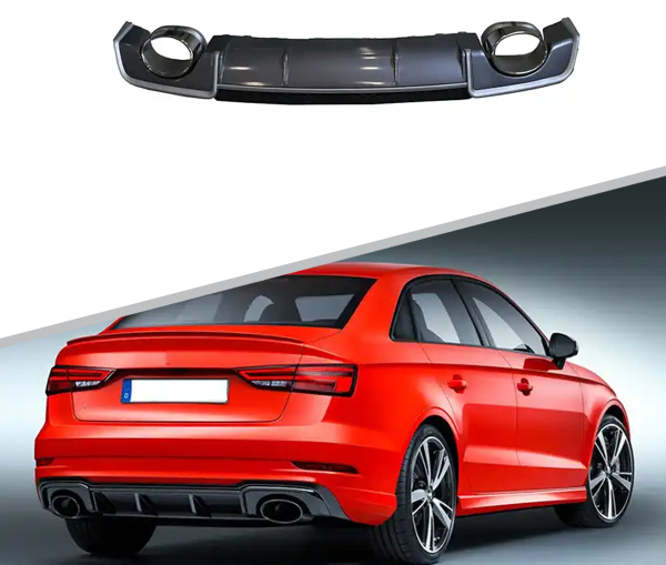 Диффузор RS3 с насадками для Audi A3 седан 2013-2016