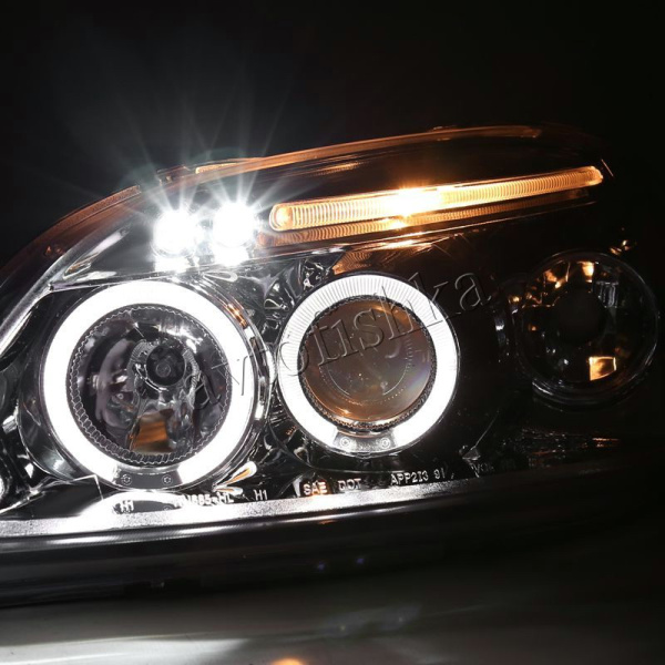 Honda Civic, Ferio EK (96-98) фары передние хромированные, со светящимися ободками с белыми рефлекторами, линзовые