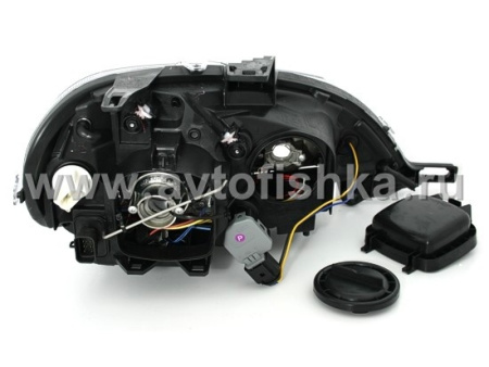 Mercedes ML W163 (98-05) фары передние линзовые хромированные, со светящимися ободками и с нижней светодиодной подсветкой, с мотором электрокорректора, комплект 2 шт.