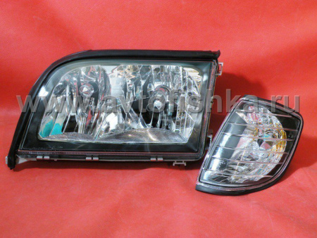 Mercedes S W140 (92-99) фары передние черные с поворотниками, комплект 2 шт.