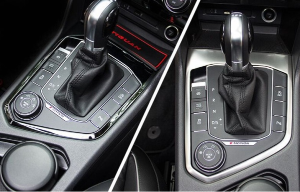 Volkswagen Tiguan (17–) Окантовка КПП, без кнопки быстрого запуска авто, 1 часть, нерж. сталь