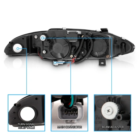 Mitsubishi Eclipse 1997-1999 фары передние линзовые черные, ангельские глазки